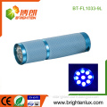 Factory Wholesale 3*AAA battery Powered Promotional 360nm-365nm Cheap Colorful 9 led Purple light UV Flashlight